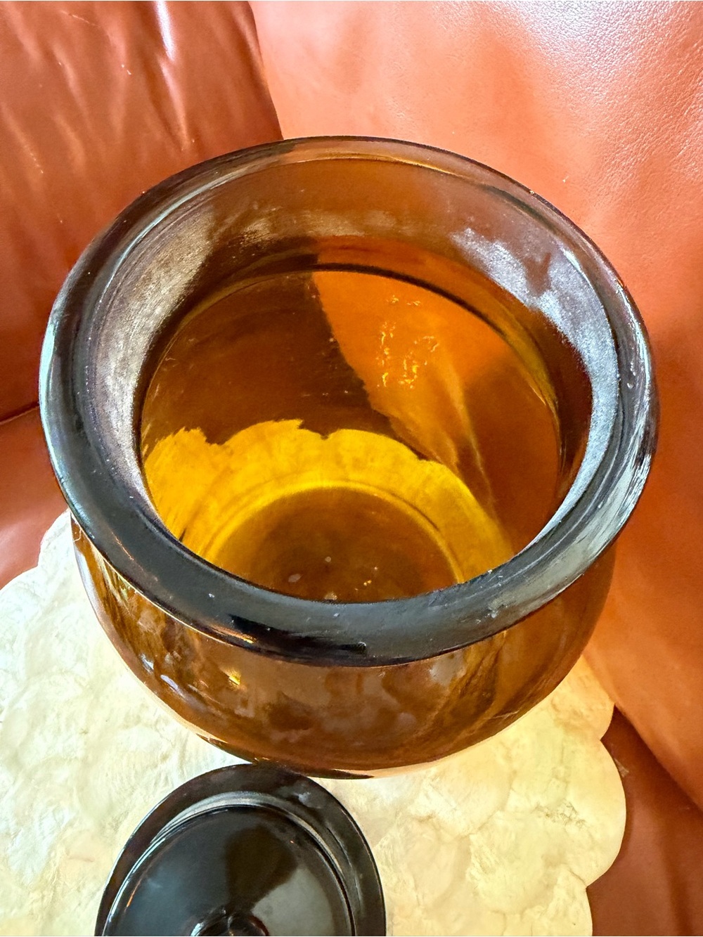 Vintage 13” Handblown Amber Glass Apothecary Jar - Unique Home Accents - Picture 3 of 11